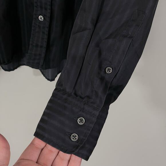 STUNNING JIL SANDER Black Shadow Stripe Dress Shirt 16.5 (42) Made in Italy - Picture 4 of 6